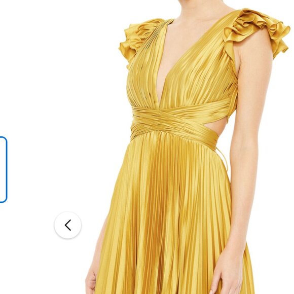 Yellow Pleated Flutter Sleeve A-Line Formal Dress - Size XL 🌟 - Picture 3 of 7